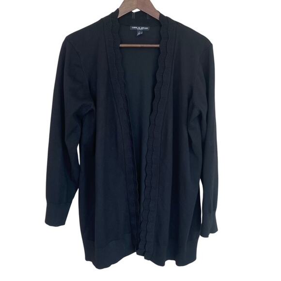 Cable and Gauge Woman Black Open Cardigan Size 1X - Picture 1 of 5
